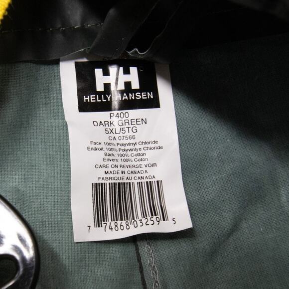 New! Helly Hansen X Large Mens Bibs Rain Pants, P400 in dark green , size 5XL - Picture 16 of 16